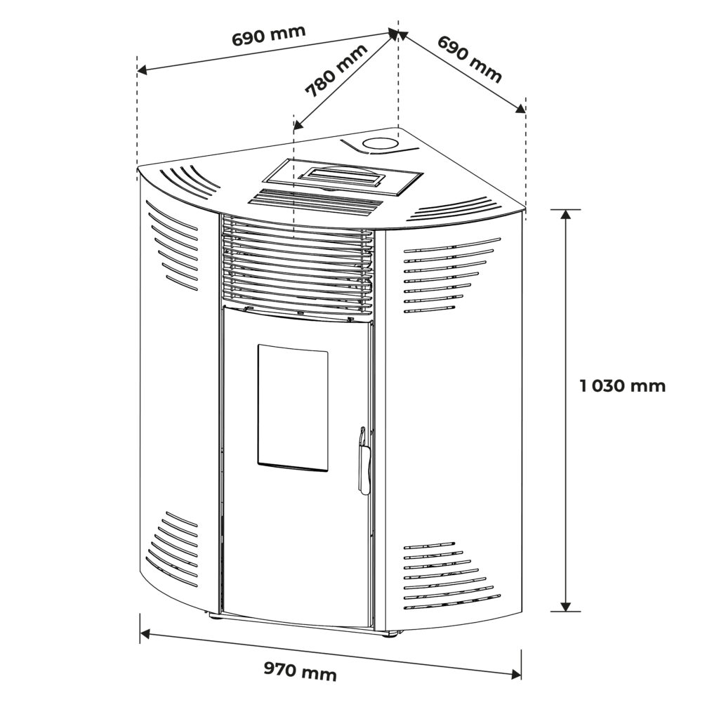 Sannover Hoekpelletkachel Iseos 12,2 Kw Zwart